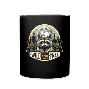 La liberté de la forêt : raton laveur sous la lune - Mug uni - noir - Devant