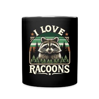 Raccoon in the forest: "I love Racoons" - Full Colour Mug - black - Front