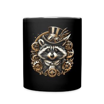 Victorian Raccoon: Steampunk Elegance - Full Colour Mug - black - Front