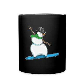 Snowman Christmas Snowboard - Full Colour Mug - black - Front