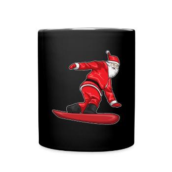 Santa Claus Christmas Snowboard - Full Colour Mug - black - Front