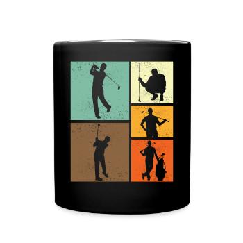 Golf Lover Retro Vintage Style Golfer Golfing - Full Colour Mug - black - Front