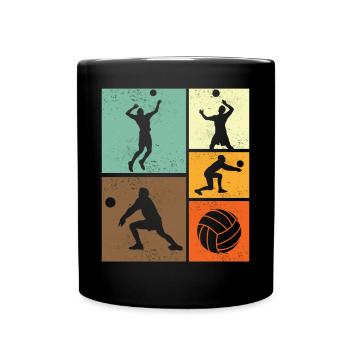 Volleyball Retro Vintage Volleyballspieler - Tasse einfarbig - Schwarz - Vorne