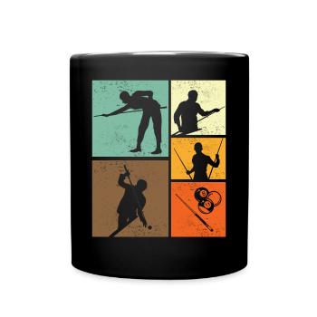 Billard-Retro-Vintage-Billardspieler-Grafik - Tasse einfarbig - Schwarz - Vorne