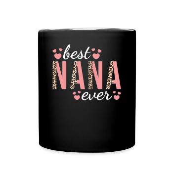 Grandma Family Design Cute Leopard Print Best Nana - Full Colour Mug - black - Front