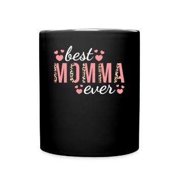 Mama Familie Design Niedlicher Leopardendruck Beste Mama - Tasse einfarbig - Schwarz - Vorne