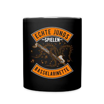 Echte Jungs spielen Bassklarinette - Tasse einfarbig - Schwarz - Vorne