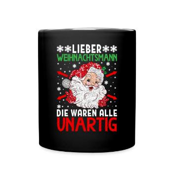Lieber Weihnachtsmann Geschenk Weihnachtsfeier - Tasse einfarbig - Schwarz - Vorne