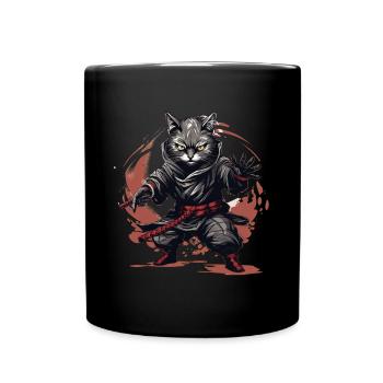 Japanische Katze Samurai Style für Katzen Fans - Tasse einfarbig - Schwarz - Vorne