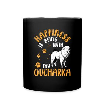 Ovcharka rend heureux le chien caucasien - Mug uni - noir - Devant