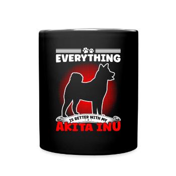 Better with Akita Inu Japanese Akita Inu - Full Colour Mug - black - Front