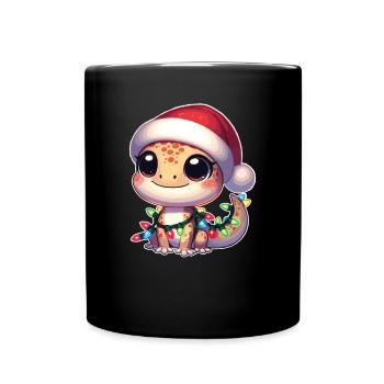 Noël guirlandes lumineuses léopard Gecko - Mug uni - noir - Devant