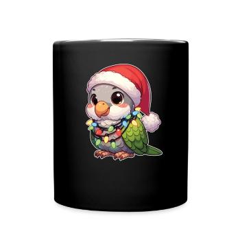 Weihnachten Lichterkette Mönchssittich - Tasse einfarbig - Schwarz - Vorne