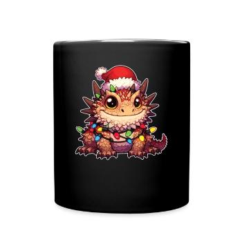 Weihnachten Lichterkette Dornteufel - Tasse einfarbig - Schwarz - Vorne