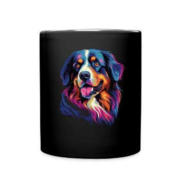 Aquarelle coloré Bouvier bernois - Mug uni - noir - Devant