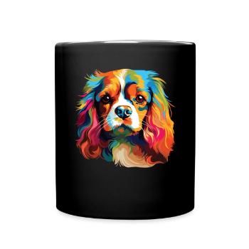 Aquarelle colorée Cavalier King Charles - Mug uni - noir - Devant