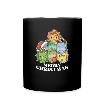 Joyeux Noël Dinosaures Réveillon De Noël Dinos - Mug uni - noir - Devant