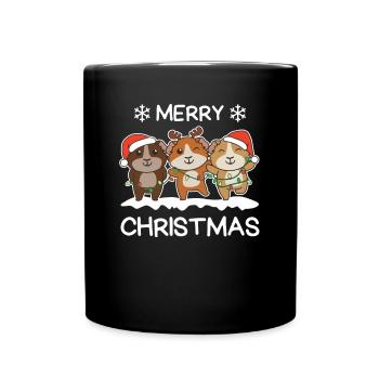 Frohe Weihnachten Meerschweinchen Heiligabend - Tasse einfarbig - Schwarz - Vorne