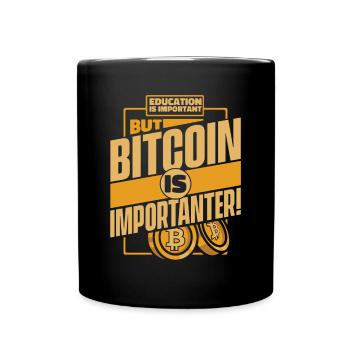 L’éducation est importante, mais le bitcoin est encore plus important - Mug uni - noir - Devant