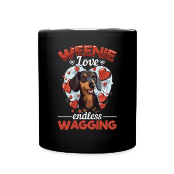 Saucisse saucisse saucisse teckel chien Weenie love - Mug uni - noir - Devant