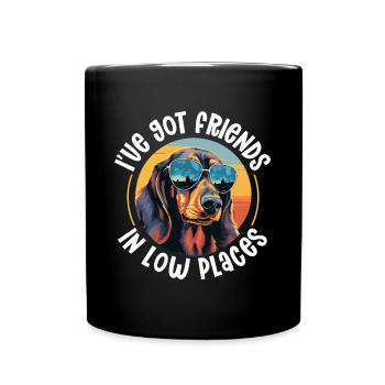 Saucisse saucisse teckel chien J’ai des amis - Mug uni - noir - Devant