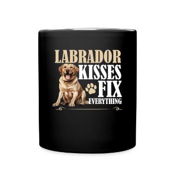 Labrador Retriever chien race bisous Réparez tout - Mug uni - noir - Devant
