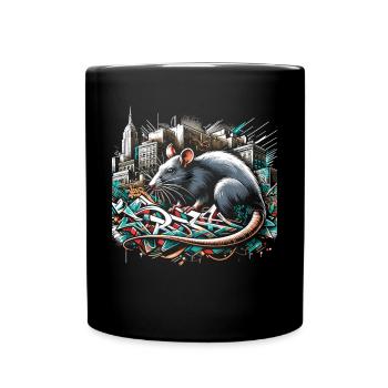 Urban Rat: Graffiti-Wand Meister - Tasse einfarbig - Schwarz - Vorne
