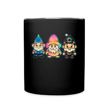 Three Hippie Gnomes Groovy Bandage Dye Gnomies - Full Colour Mug - black - Front