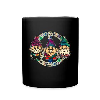 Three Hippie Gnomes Groovy Bandage Dye Gnomies - Full Colour Mug - black - Front