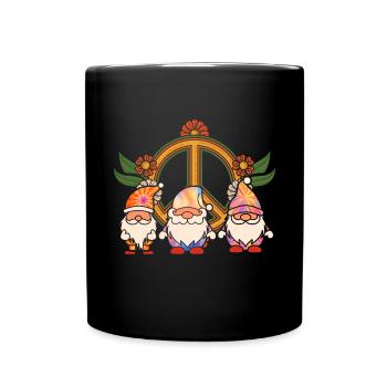 Three Hippie Gnomes Groovy Bandage Dye Gnomies - Full Colour Mug - black - Front