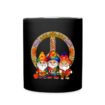 Three Hippie Gnomes Groovy Bandage Dye Gnomies - Full Colour Mug - black - Front