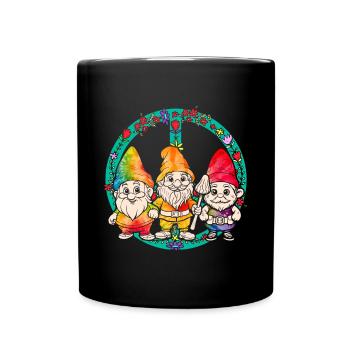 Three Hippie Gnomes Groovy Bandage Dye Gnomies - Full Colour Mug - black - Front