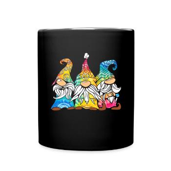 Three Hippie Gnomes Groovy Bandage Dye Gnomies - Full Colour Mug - black - Front