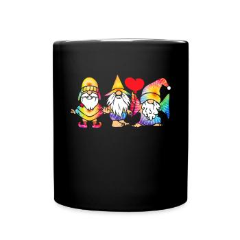 Three Hippie Gnomes Groovy Bandage Dye Gnomies - Full Colour Mug - black - Front