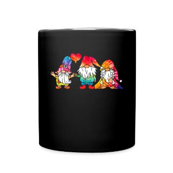 Three Hippie Gnomes Groovy Bandage Dye Gnomies - Full Colour Mug - black - Front