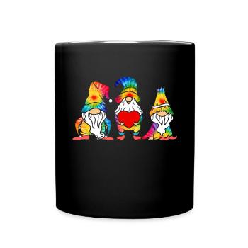 Three Hippie Gnomes Groovy Bandage Dye Gnomies - Full Colour Mug - black - Front
