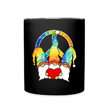 Three Hippie Gnomes Groovy Bandage Dye Gnomies - Full Colour Mug - black - Front