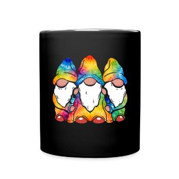 Three Hippie Gnomes Groovy Bandage Dye Gnomies - Full Colour Mug - black - Front