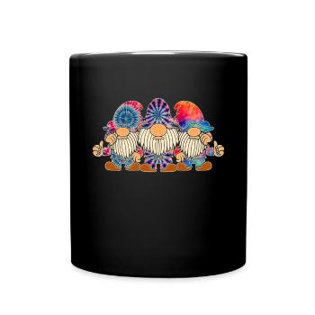 Three Hippie Gnomes Groovy Bandage Dye Gnomies - Full Colour Mug - black - Front