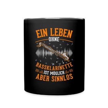 Bassklarinette Geschenk Bassklarinettist - Tasse einfarbig - Schwarz - Vorne