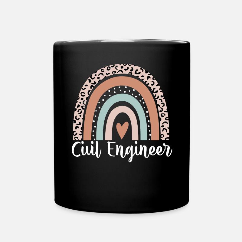 Bauingenieur Regenbogen Leopard Lustig Bauwesen - Tasse einfarbig - Schwarz