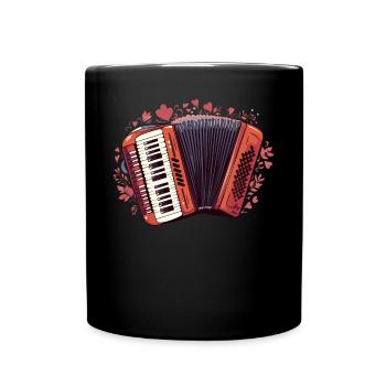 Akkordeonspieler Musikinstrument Akkordeonist - Tasse einfarbig - Schwarz - Vorne