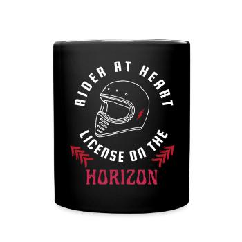 Rider at heart license on the horizon - Full Colour Mug - black - Front