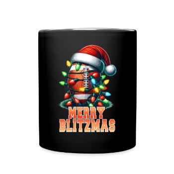 American Football Frohe Blitzmas Festliche Weihnachten - Tasse einfarbig - Schwarz - Vorne