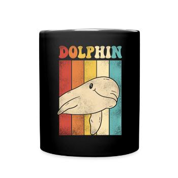 Dolphin Retro Vintage Dolphin - Tasse einfarbig - Schwarz - Vorne