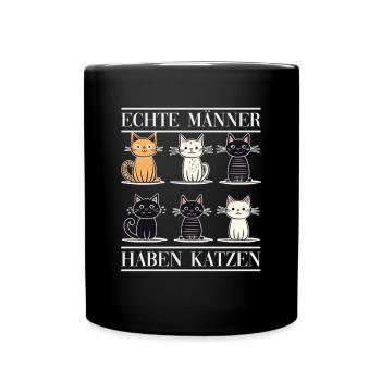 Echte Männer haben Katzen - Tasse einfarbig - Schwarz - Vorne