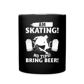 Sur le patinage ! Pas de pourboires ! Apportez de la bière ! - Drôle de sanglier - Mug uni - noir - Devant
