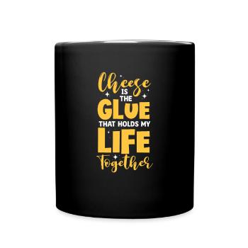 Käse Käsekuchen Essen Geschenk - Tasse einfarbig - Schwarz - Vorne