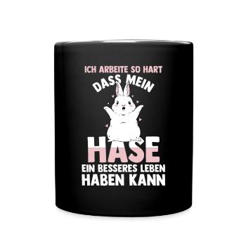Einhorn Kaninchen Hase - Tasse einfarbig - Schwarz - Vorne