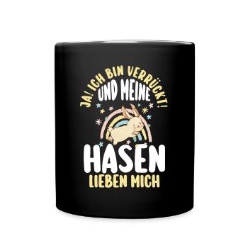 Kaninchen Hase - Tasse einfarbig - Schwarz - Vorne